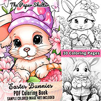 Easter Bunnies - Digital Coloring Book
