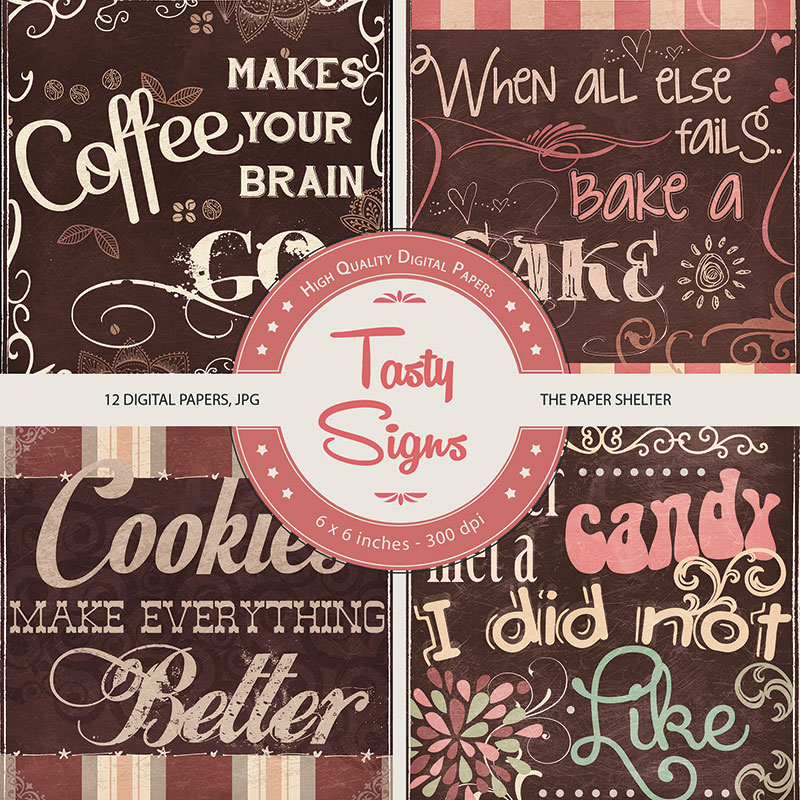 Tasty Signs - Paper Pack - Click Image to Close