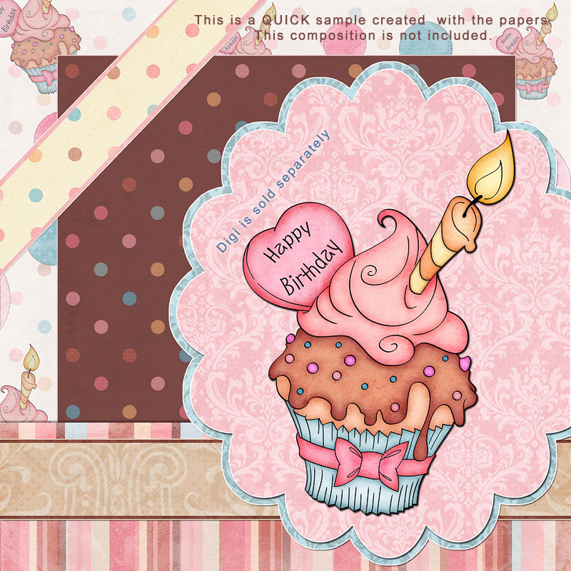 Birthday Cupcake - "Paper Pack" - Click Image to Close