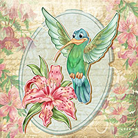 A Cheerful Hummingbird - Digital Stamp