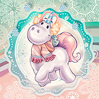 A happy Winter Unicorn - Digital Stamp - Click Image to Close