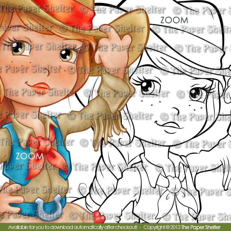 Adorable Cowgirl - Digital Stamp