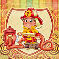 Adorable Fireman - Digital Stamp