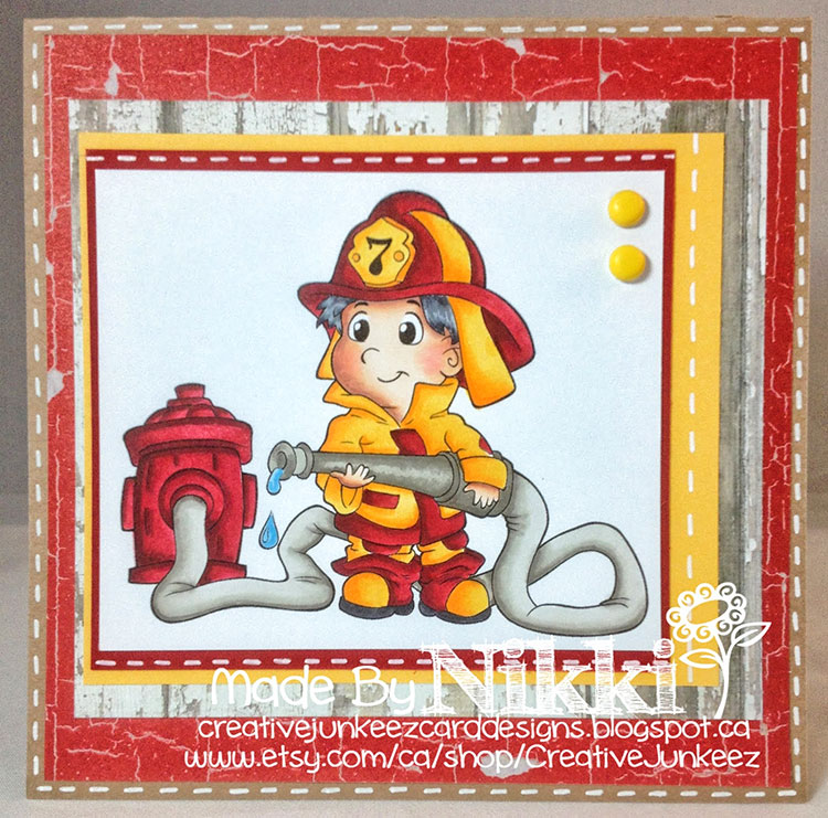 Adorable Fireman - Digital Stamp