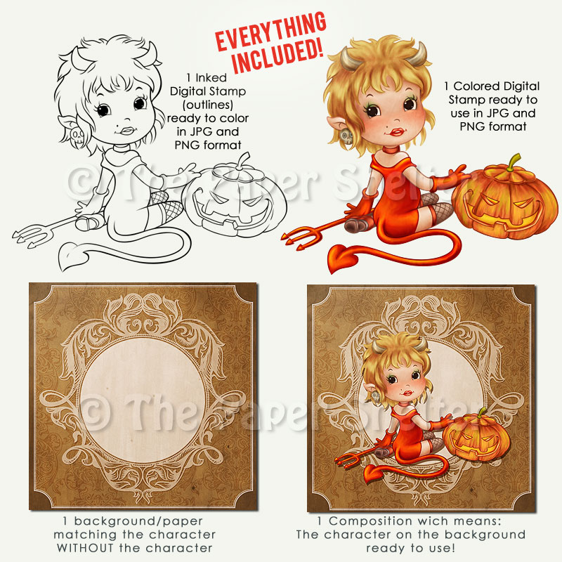 Adorable Little Devil - Digital Stamp