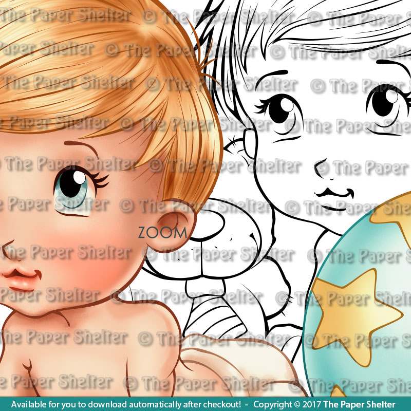 Baby and hisToys - Digital Stamp