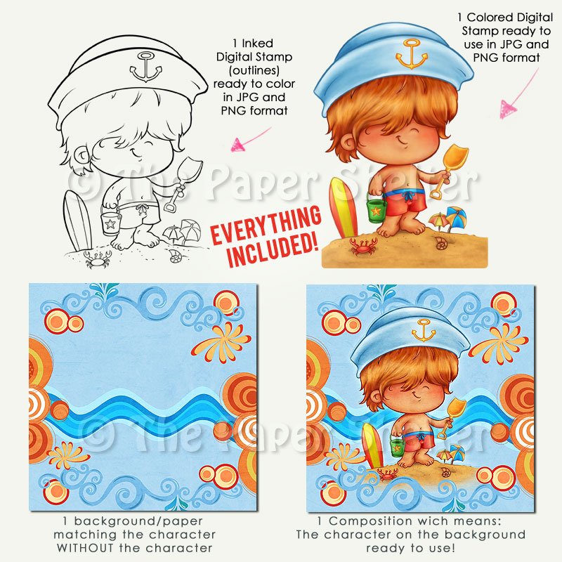 Happy Times - Beach Boy - Digital Stamp