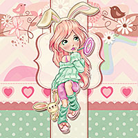 Candy Bunny - Digital Stamp - Click Image to Close