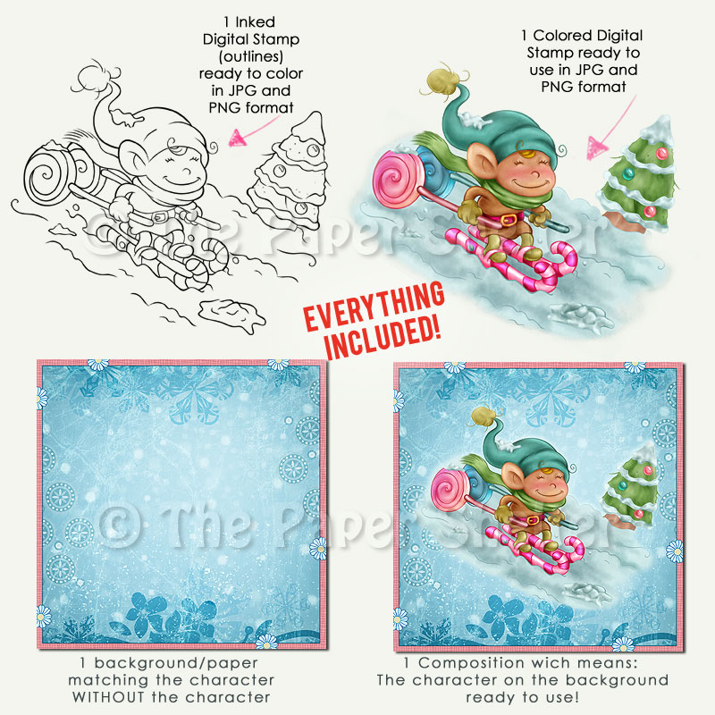 Candy Ski - Digital Stamp