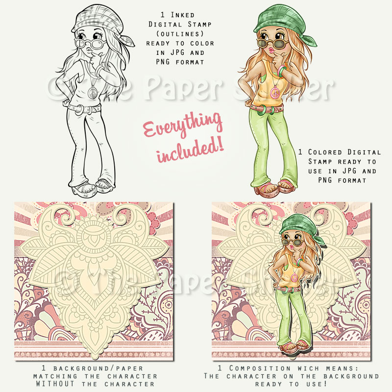 Charmingly Hippie - Digital Stamp - Click Image to Close