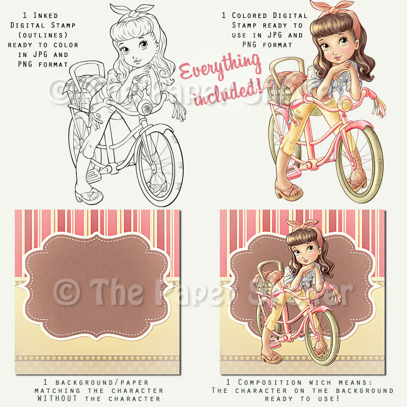 Cute Bike - Digital Stamp