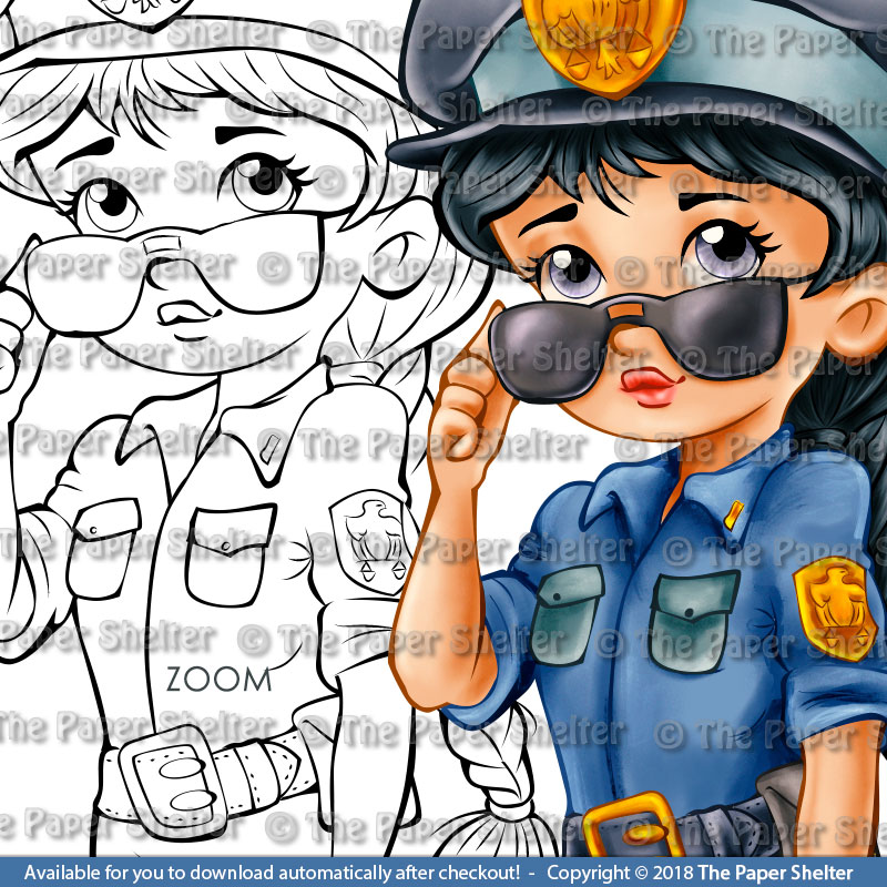 Police Officer - Female Version - Digital Stamp - Click Image to Close