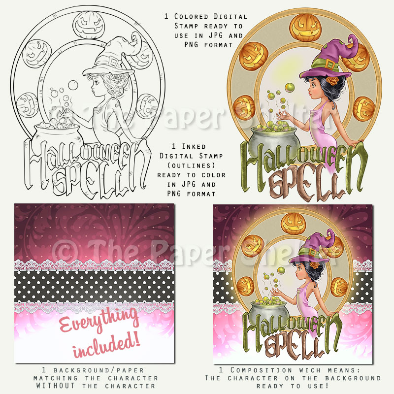 Halloween Spell - Digital Stamp - Click Image to Close