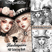 Harlequins - Digital Coloring Book