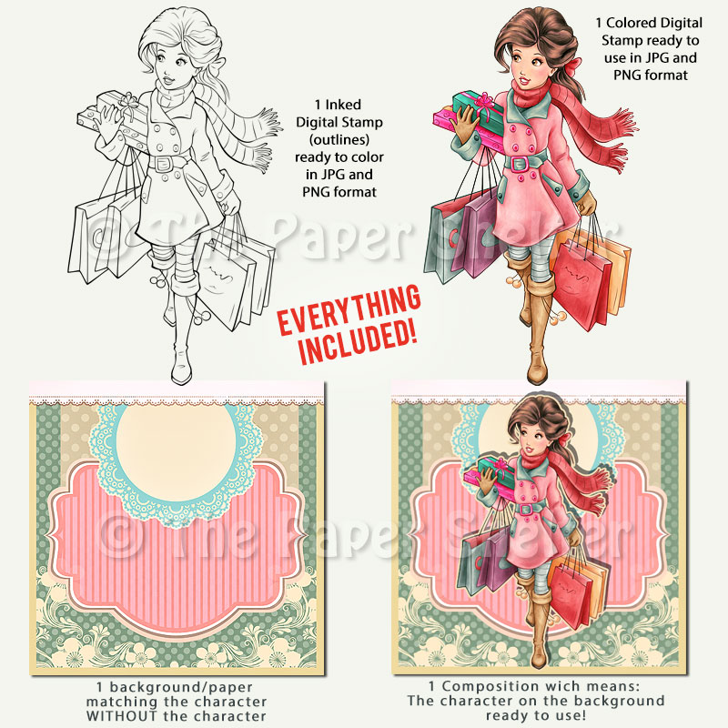 Holiday Shopping - Digital Stamp - Click Image to Close