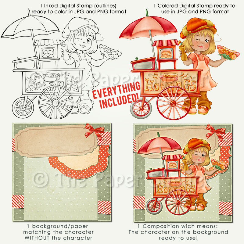 Hot Dog Cart - Digital Stamp