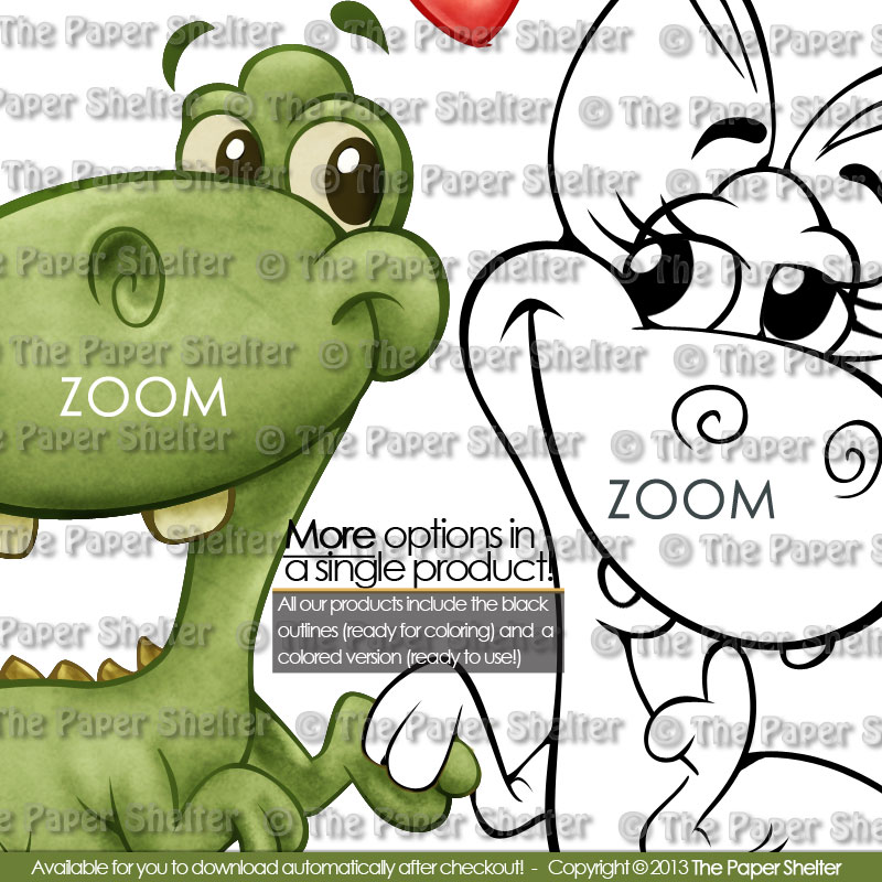 Jurassic Love - Digital Stamp - Click Image to Close