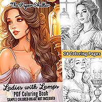 Ladies With Lamps - Digital Coloring Book