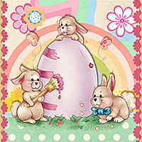Little Easter Bunnies -Digital Stamp - Click Image to Close