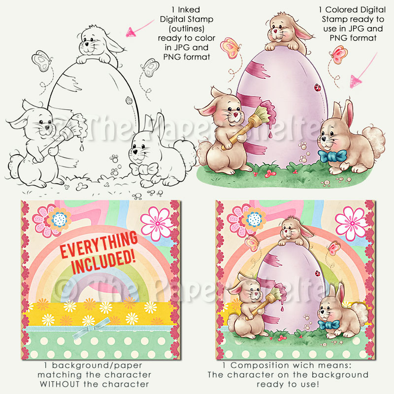 Little Easter Bunnies -Digital Stamp