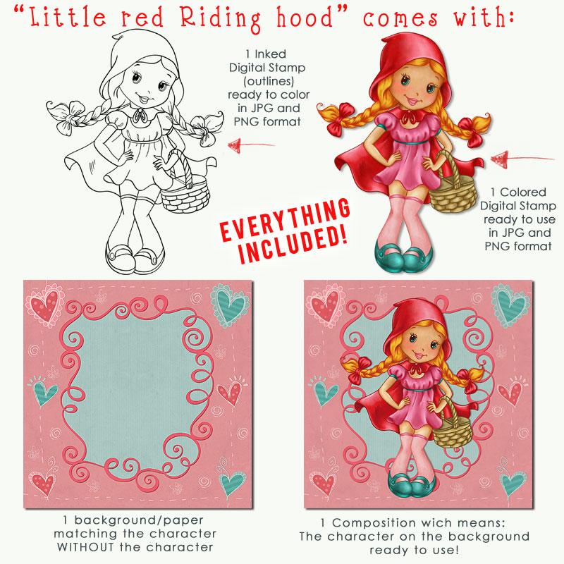 Little Red Riding hood - Digital Stamp - Click Image to Close