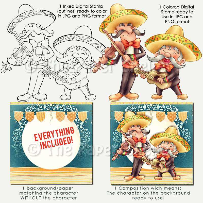 Los Mariachis - Digital Stamp - Click Image to Close