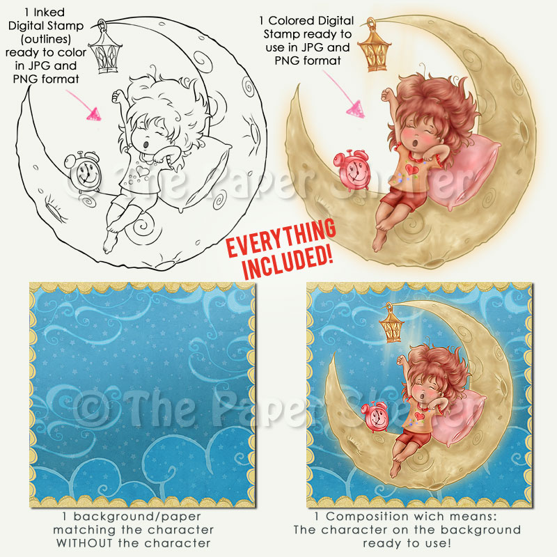 Lullaby Moon - Digital Stamp