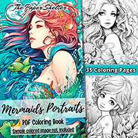 Mermaid Portraits - Digital Coloring Book