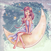 Moon Goddess - Digital Stamp - Click Image to Close