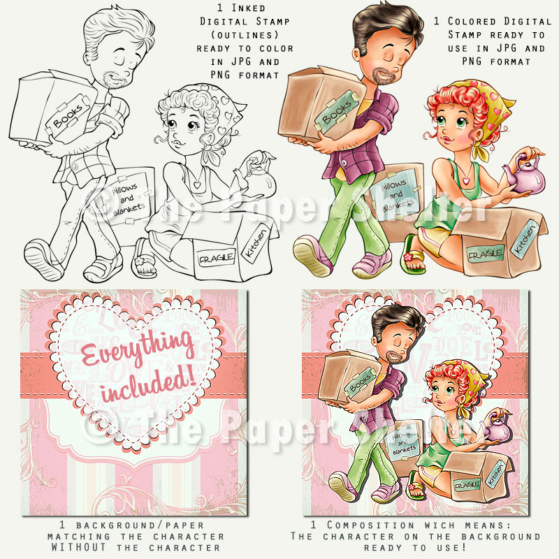 Moving in Together - Digital Stamp - Click Image to Close