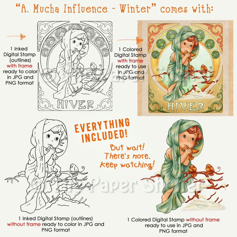 A. Mucha Influence - Winter - Digital Stamp