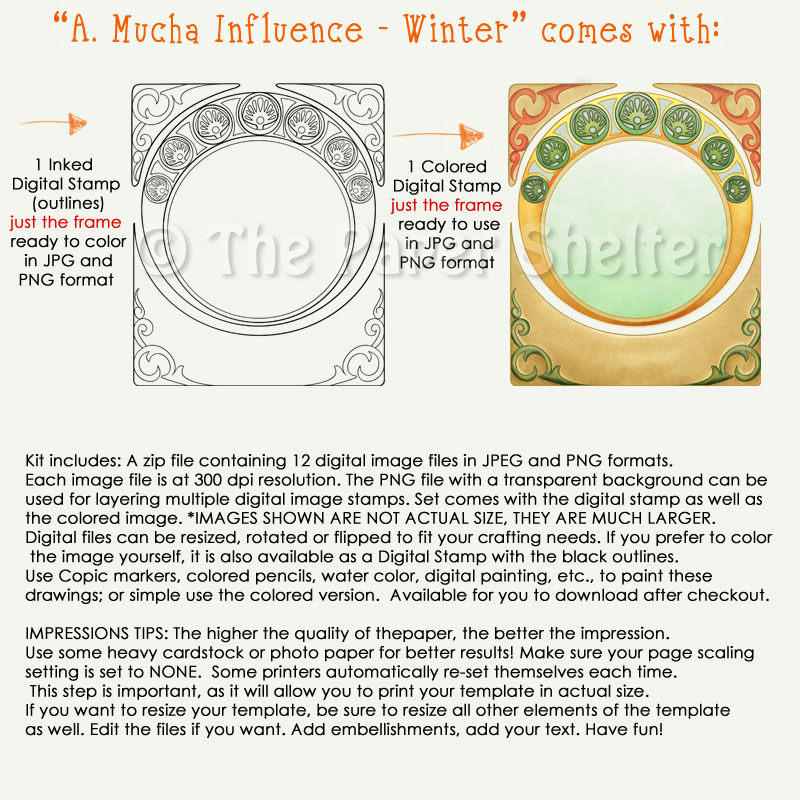 A. Mucha Influence - Winter - Digital Stamp