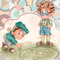 Playing Marbles - Digital Stamp
