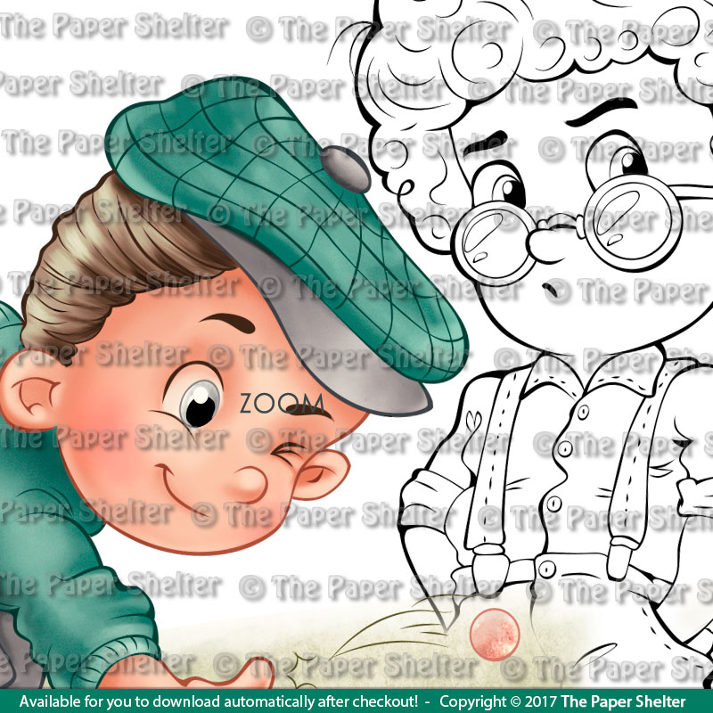 Playing Marbles - Digital Stamp - Click Image to Close