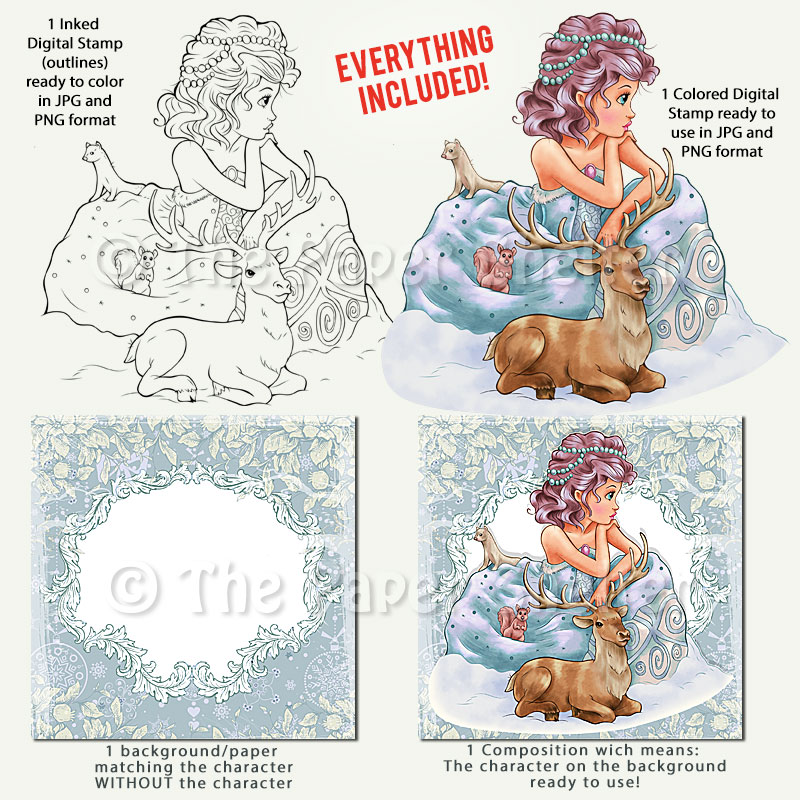 Snow Maiden - Digital Stamp - Click Image to Close