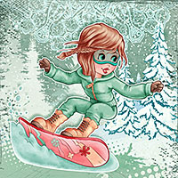 Snowboarder Girl - Digital Stamp