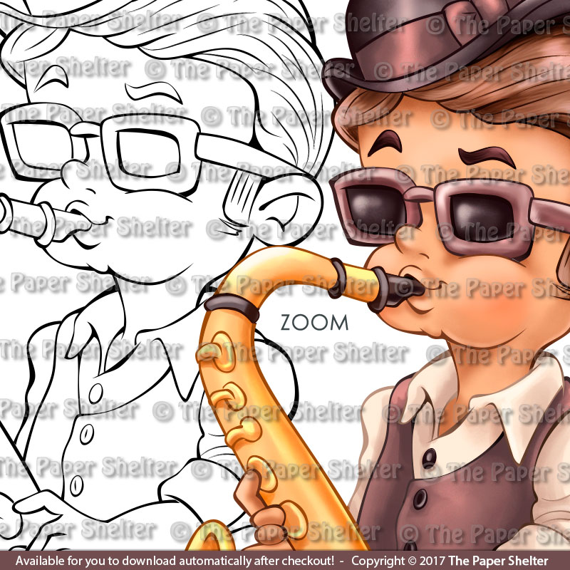 The Saxophonist - Digital Stamp - Click Image to Close