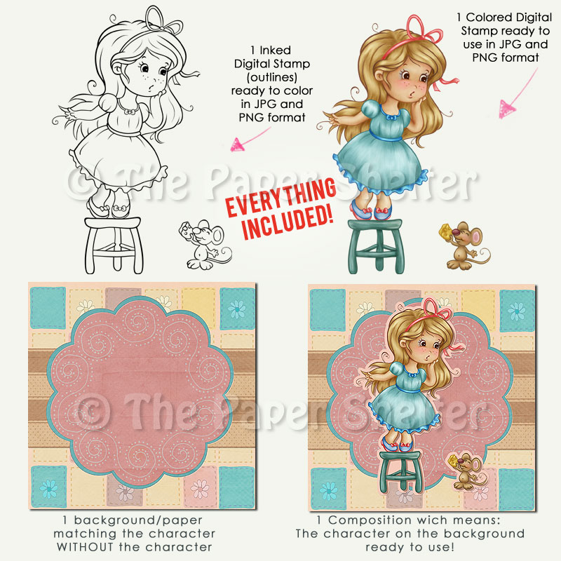 Too Cute To Be Afraid Of! - Digital Stamp - Click Image to Close