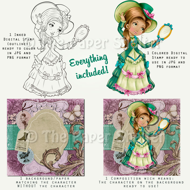 Victorian Beauty *Updated - Digital Stamp - Click Image to Close