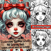 Victorian Gothic Dolls - Digital Coloring Book