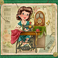 Vintage Seamstress - Digital Stamp - Click Image to Close