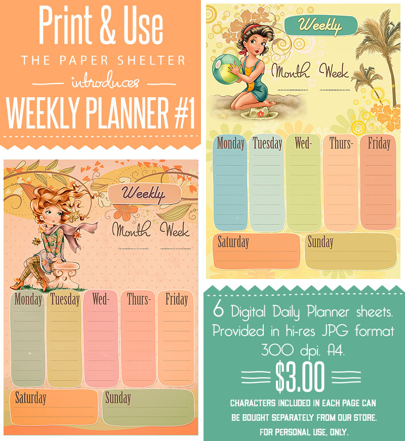 Weekly Planner 01 - Printable Kit - Click Image to Close