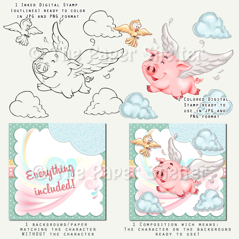 When Pigs Fly - Digital Stamp - Click Image to Close