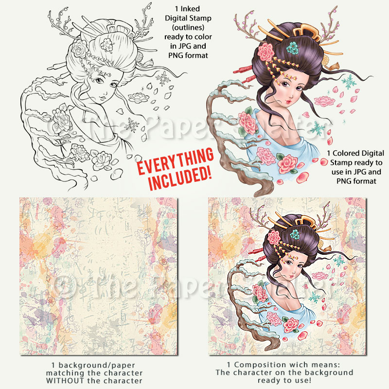 Winter Blossom - Digital Stamp - Click Image to Close