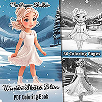 Winter Skate Bliss - Digital Coloring Book