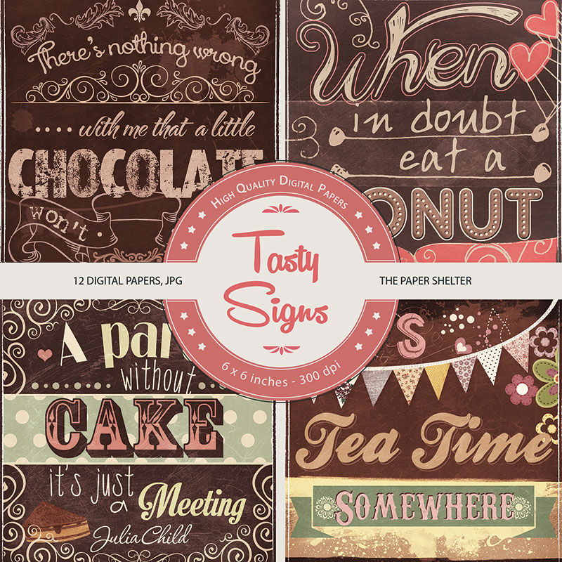 Tasty Signs - Paper Pack - Click Image to Close