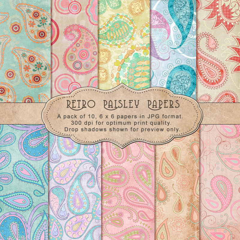 Retro Paisley Papers - "Paper Pack" - Click Image to Close