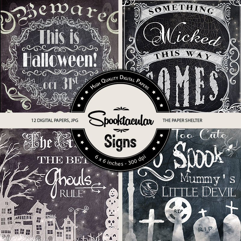 Spooktacular Signs - Paper Pack - Click Image to Close