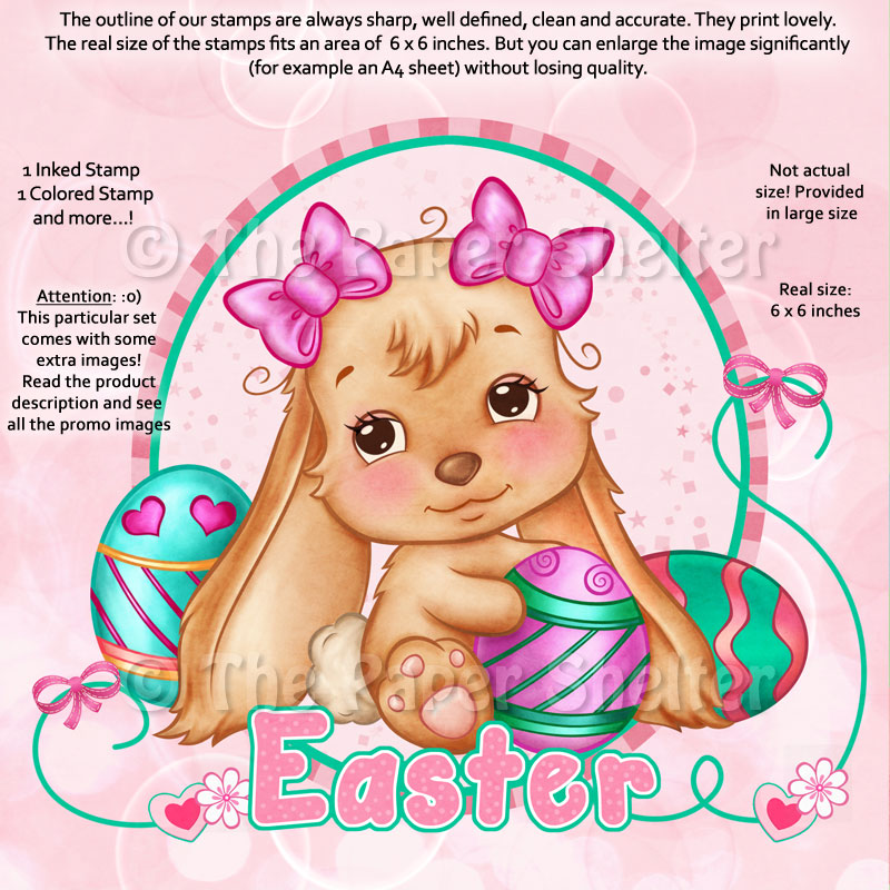 The Most Adorable Easter Bunny - Digital Stamp - Click Image to Close