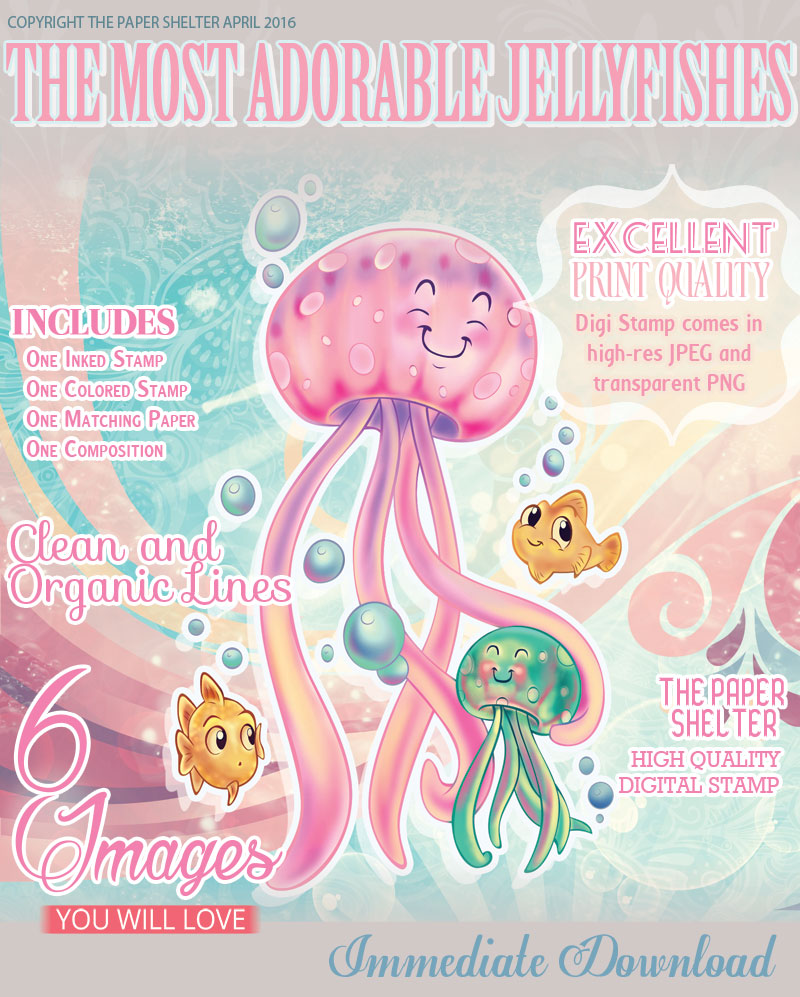 The Most Adorable Jellyfishes - Digital Stamp - Click Image to Close
